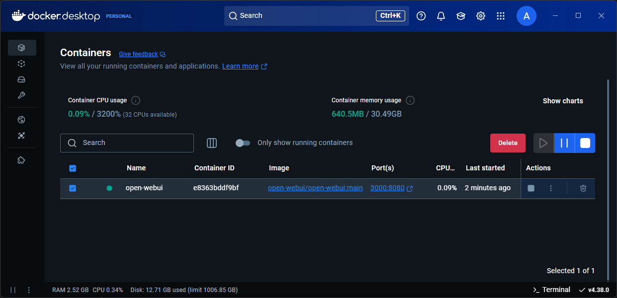 An image of docker desktop homepage
